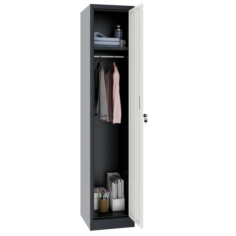 COREX vestiaire métallique | 380 x 1850 mm (1 compartiment verrouillable), corps en acier, anthracite / blanc  - 3 Main Image