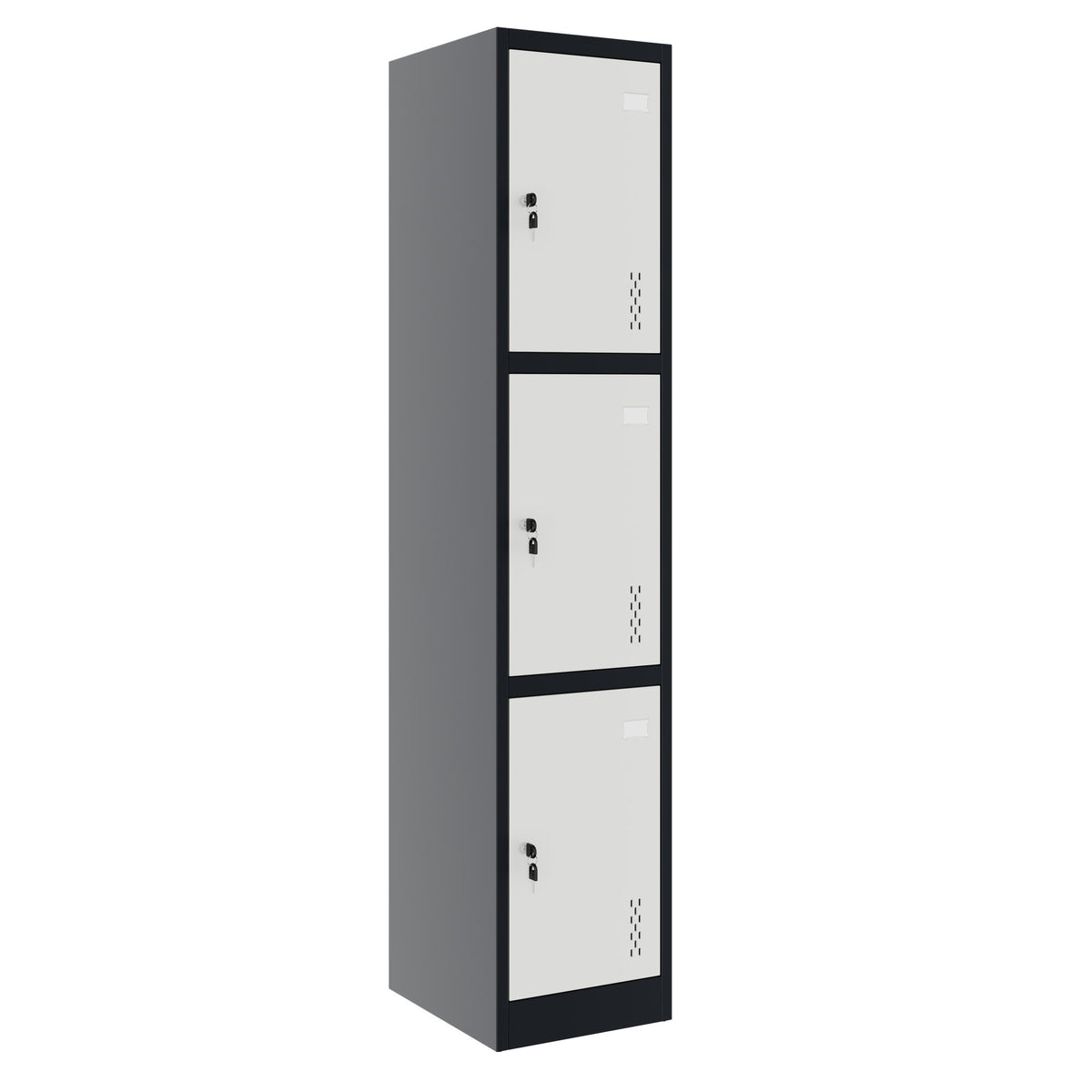 COREX Vestiaire | 380 x 1850 mm (3 compartiments verrouillables), corps en acier, anthracite / blanc  - 1 Lightbox Main Image