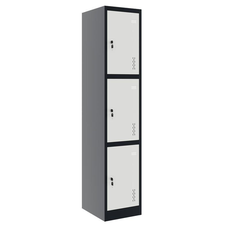 COREX Vestiaire | 380 x 1850 mm (3 compartiments verrouillables), corps en acier, anthracite / blanc  - 1 Main Image