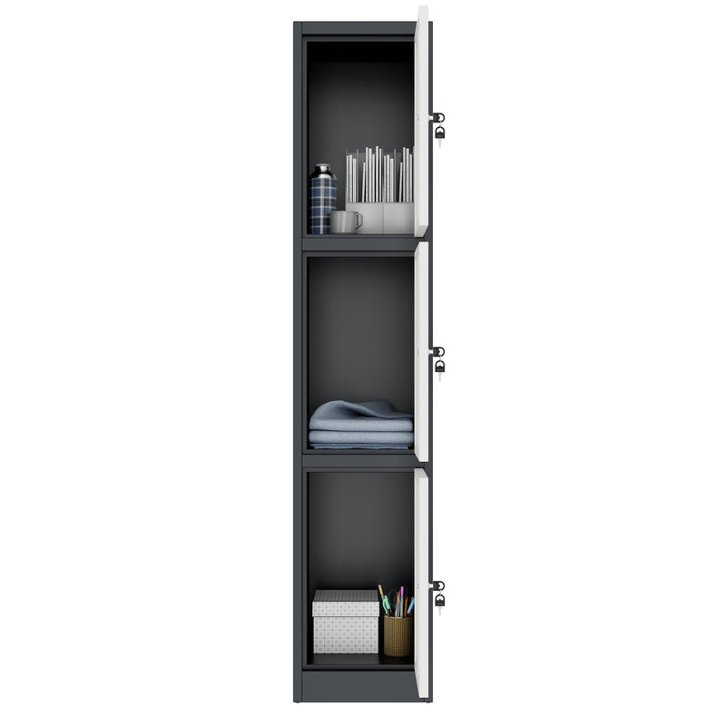 COREX Vestiaire | 380 x 1850 mm (3 compartiments verrouillables), corps en acier, anthracite / blanc  - 4 Main Image