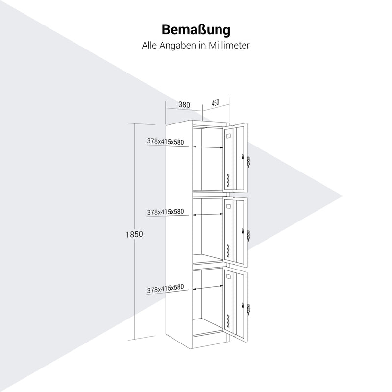 COREX Vestiaire | 380 x 1850 mm (3 compartiments verrouillables), corps en acier, anthracite / blanc  - 9 Main Image