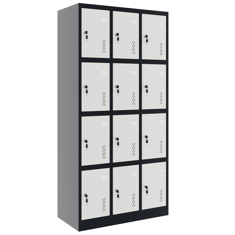 COREX Vestiaire à casiers | 900 x 1850 mm (12 compartiments verrouillables), corps en acier, anthracite / blanc  - 1 Main Image