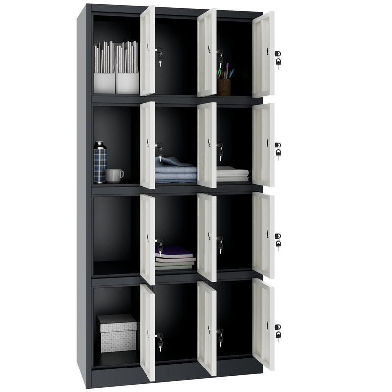 COREX Vestiaire à casiers | 900 x 1850 mm (12 compartiments verrouillables), corps en acier, anthracite / blanc  - 3 Main Image
