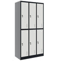 COREX armadietto spogliatoio | 900 x 1850 mm (6 scomparti con serratura), corpo in acciaio, antracite / bianco  - 1 Thumbnail Image