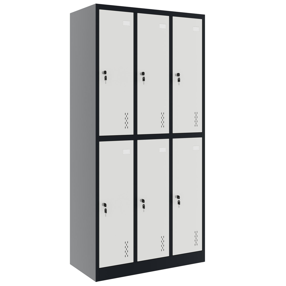 COREX armadietto spogliatoio | 900 x 1850 mm (6 scomparti con serratura), corpo in acciaio, antracite / bianco  - 1 Lightbox Main Image