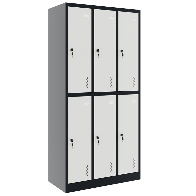 COREX armadietto spogliatoio | 900 x 1850 mm (6 scomparti con serratura), corpo in acciaio, antracite / bianco  - 1 Main Image