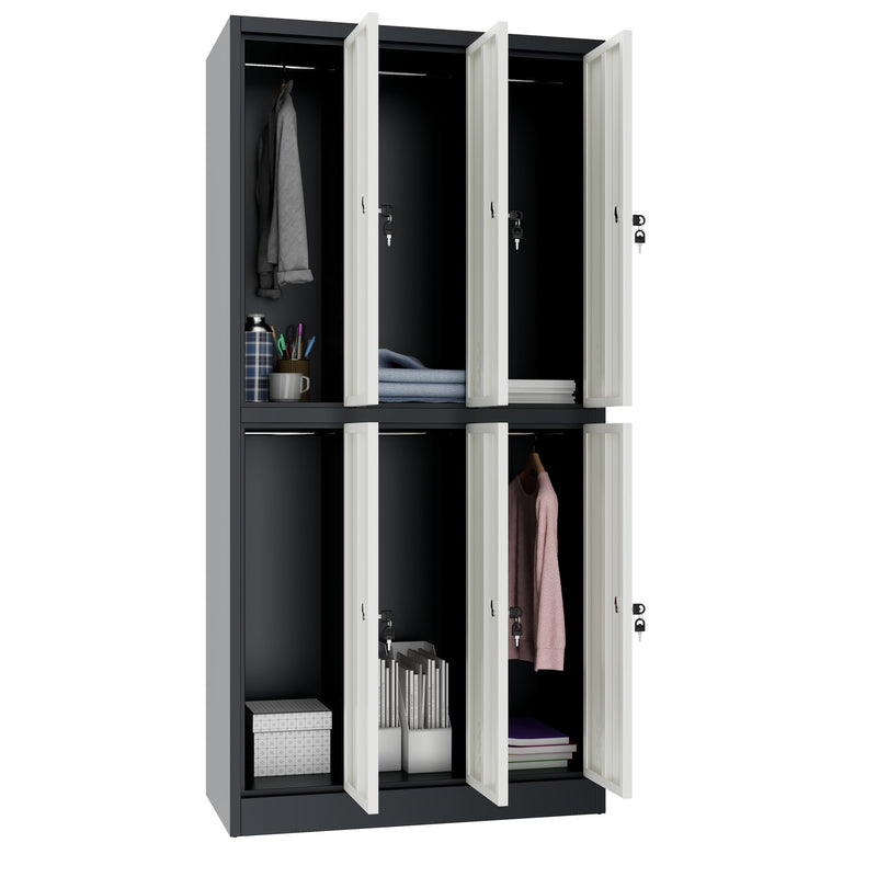 COREX armadietto spogliatoio | 900 x 1850 mm (6 scomparti con serratura), corpo in acciaio, antracite / bianco  - 3 Main Image
