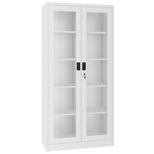 COREX Vitrinenschrank | 5OH, 900 x 1850 mm, Stahlkorpus, Weiss