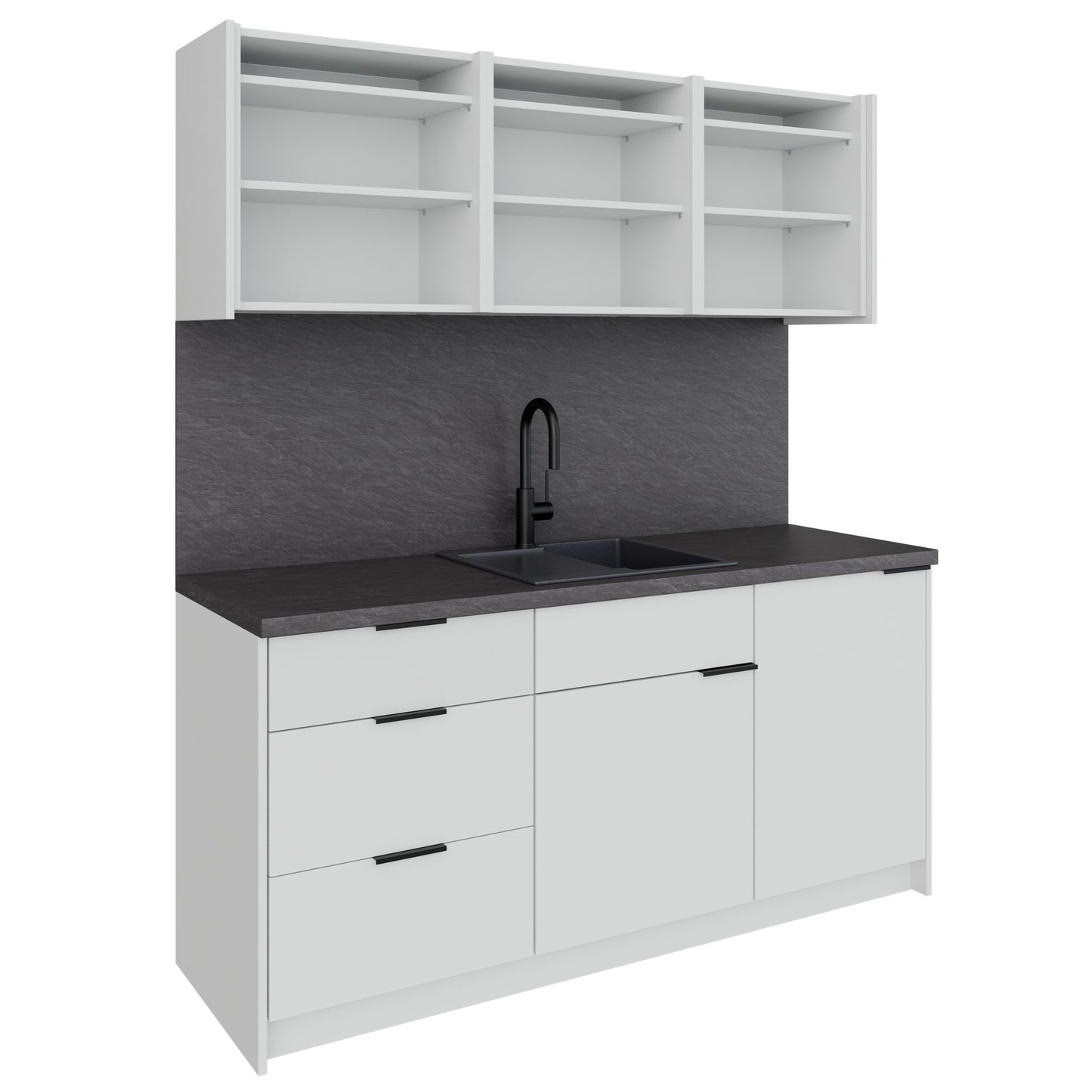 CULINART Büroküche  | 1800 x 2100 mm, Schubladen, Schränke & Kompositspüle