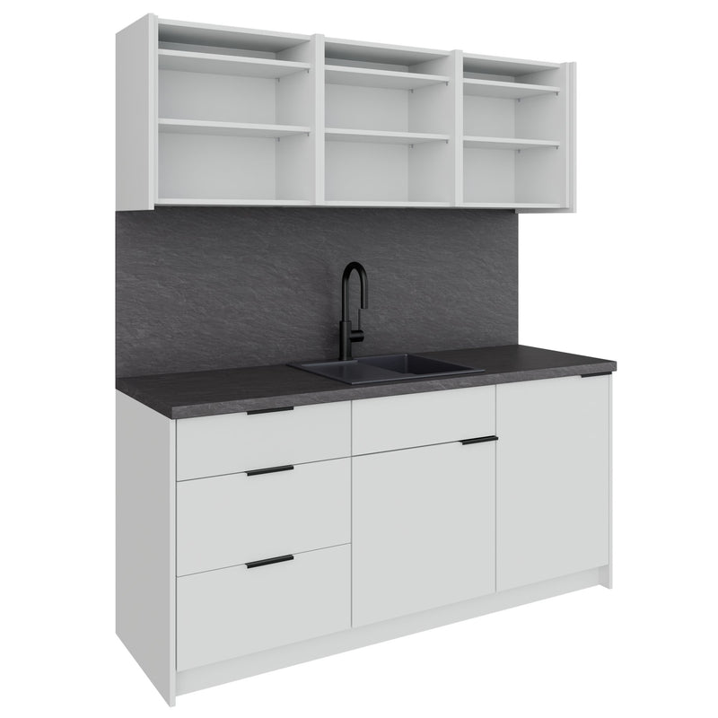 CULINART Cuisine de bureau  | 1800 x 2100 mm, tiroirs, armoires et évier en composite - 1 Main Image