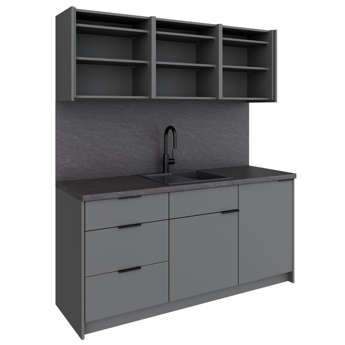 CULINART Cuisine de bureau  | 1800 x 2100 mm, tiroirs, armoires et évier en composite - 11 Lightbox Main Image