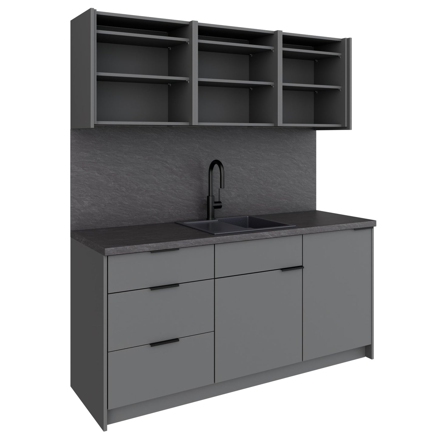 CULINART Büroküche  | 1800 x 2100 mm, Schubladen, Schränke & Kompositspüle