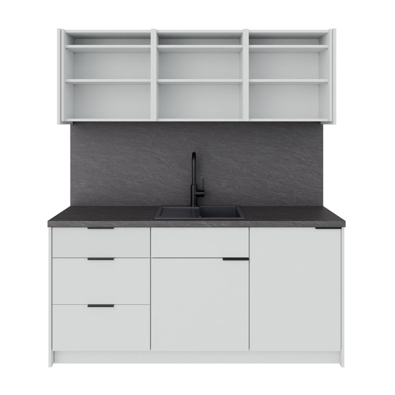CULINART Cuisine de bureau  | 1800 x 2100 mm, tiroirs, armoires et évier en composite - 3 Main Image