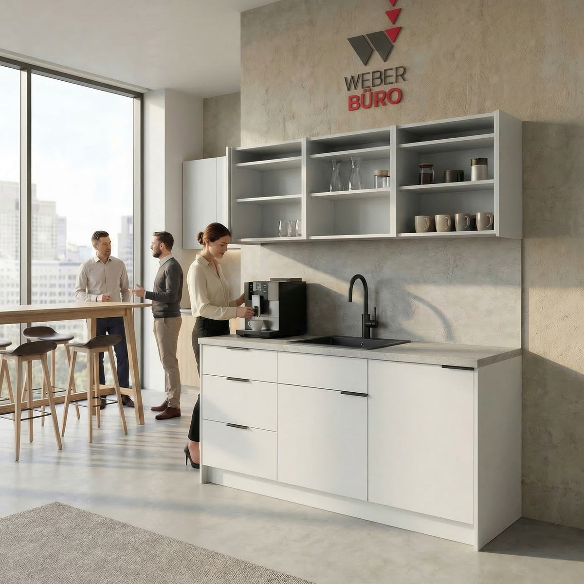 CULINART Cuisine de bureau  | 1800 x 2100 mm, tiroirs, armoires et évier en composite - 22 Lightbox Main Image