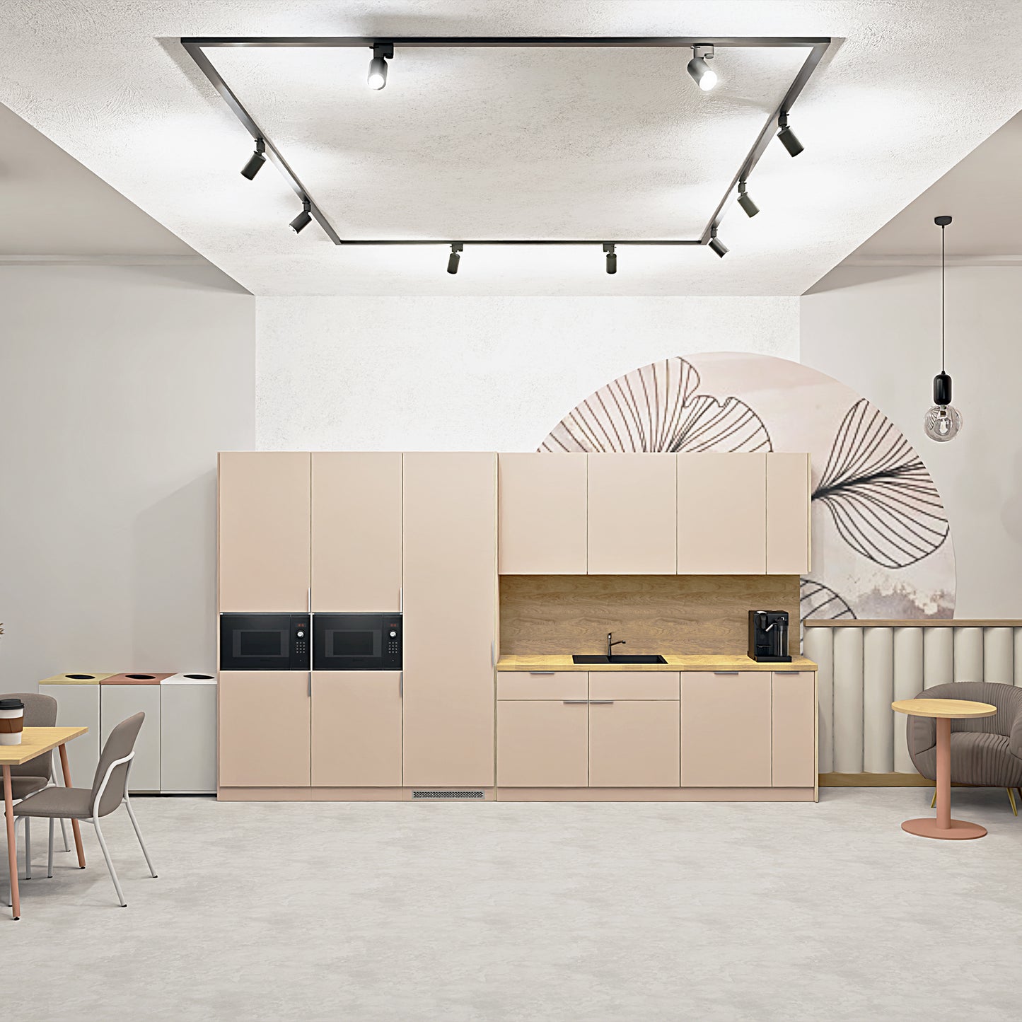 CULINART Büroküche  | 1800 x 2100 mm, Schubladen, Schränke & Kompositspüle
