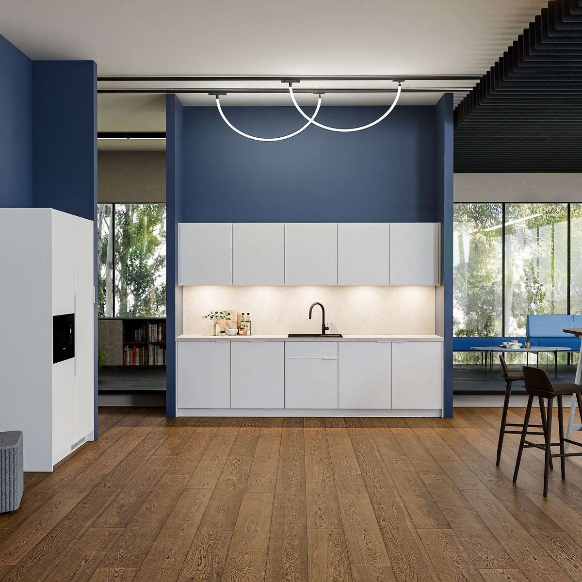 CULINART Cuisine de bureau  | 1800 x 2100 mm, tiroirs, armoires et évier en composite - 7 Lightbox Main Image