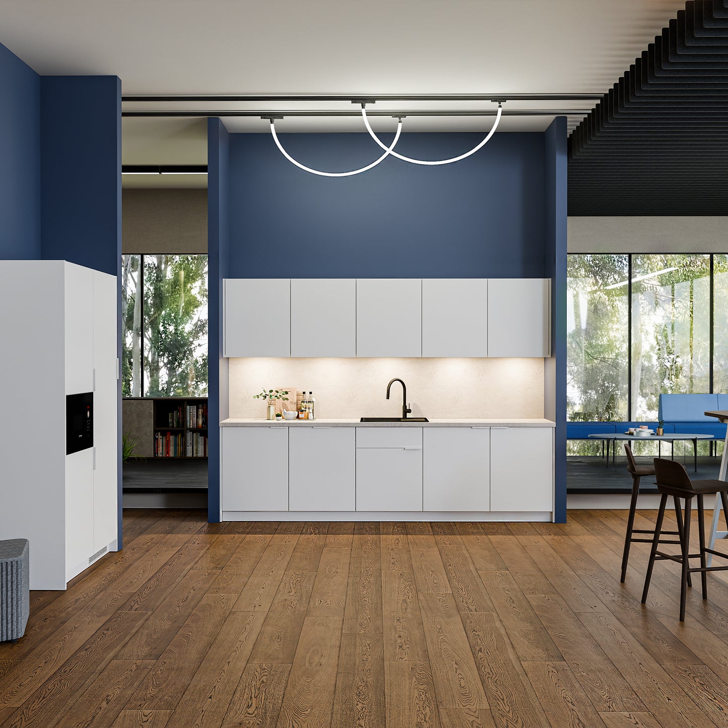 CULINART Büroküche  | 1800 x 2100 mm, Schubladen, Schränke & Kompositspüle