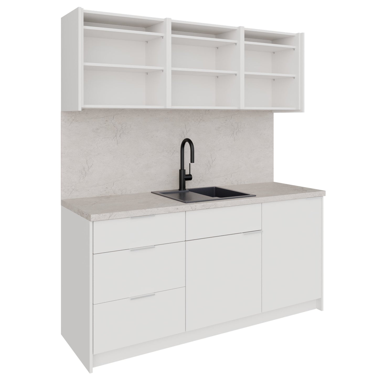 CULINART Büroküche  | 1800 x 2100 mm, Schubladen, Schränke & Kompositspüle