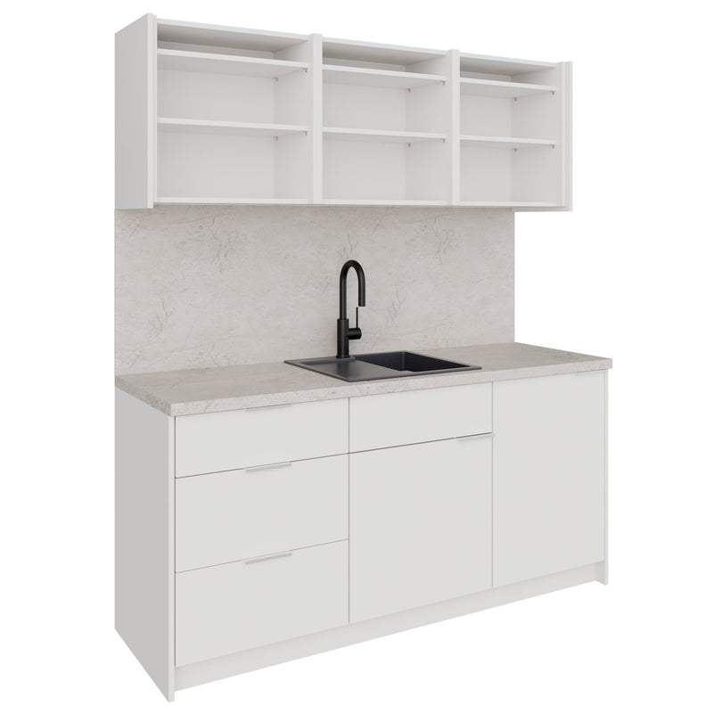 CULINART Cuisine de bureau  | 1800 x 2100 mm, tiroirs, armoires et évier en composite - 9 Main Image