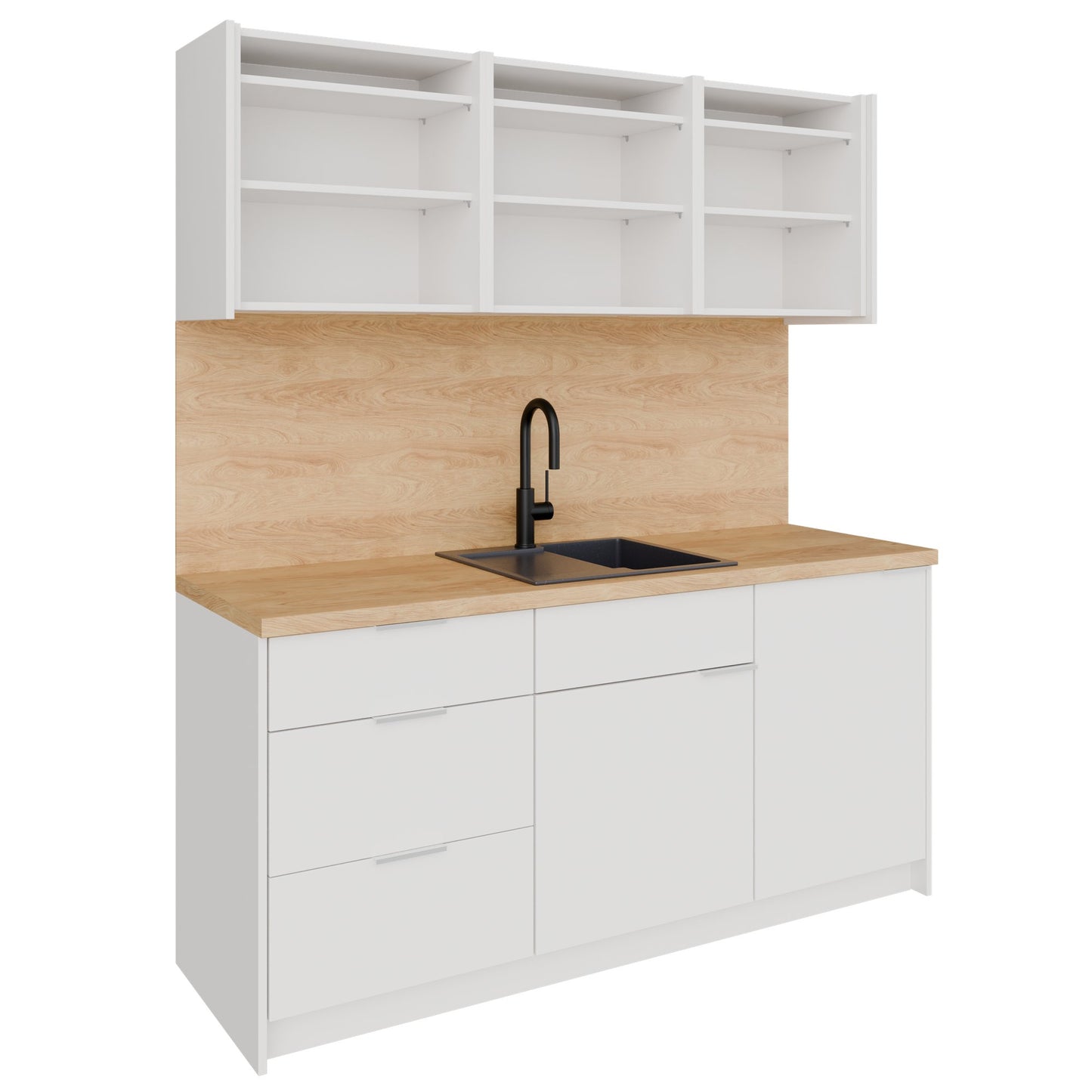 CULINART Büroküche  | 1800 x 2100 mm, Schubladen, Schränke & Kompositspüle