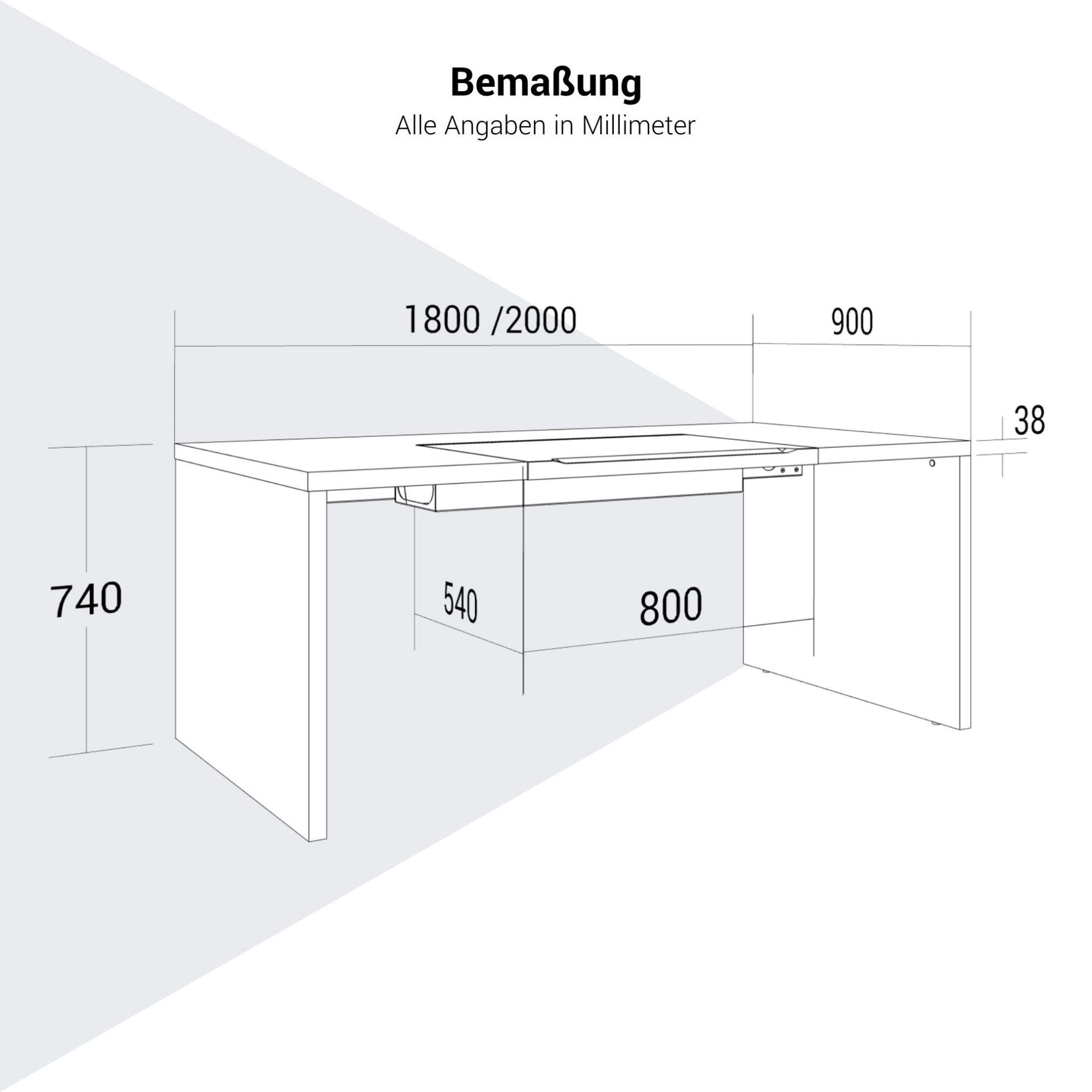 Bralco SILE Bureau | 1800 - 2000 mm, cadre de joues, noir