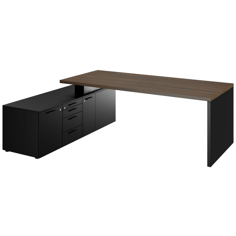 BRALCO SILE Schreibtisch mit Lowboard | 2300 x 1700 mm, Nussbaum - 2 Main Image