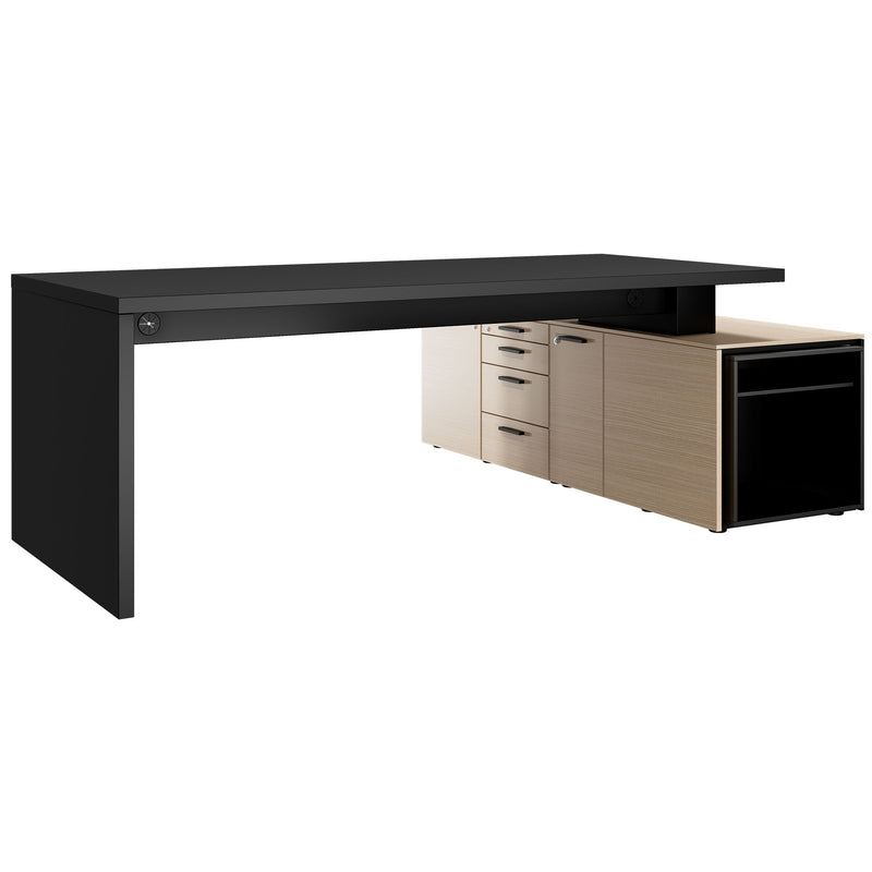 BRALCO SILE desk with lowboard | 2300 x 1700 mm, black  - 1 Main Image