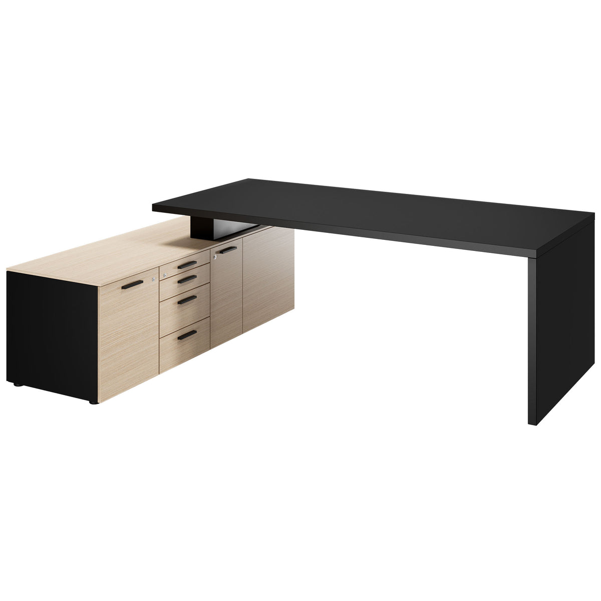 BRALCO SILE desk with lowboard | 2300 x 1700 mm, black  - 2 Lightbox Main Image