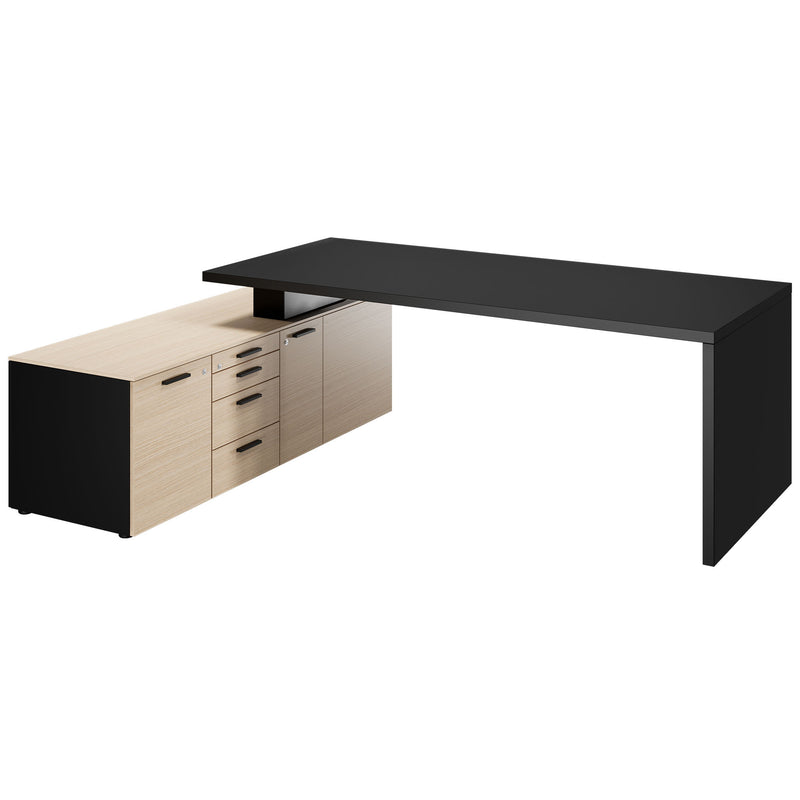 BRALCO SILE desk with lowboard | 2300 x 1700 mm, black  - 2 Main Image