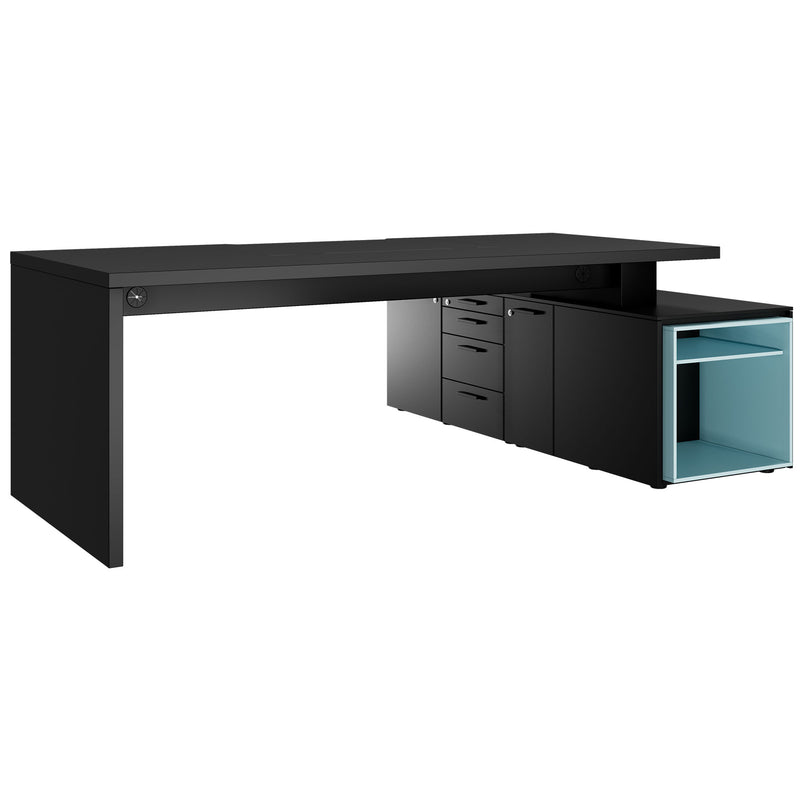 BRALCO SILE desk with lowboard | 2300 x 1700 mm, black  - 4 Main Image