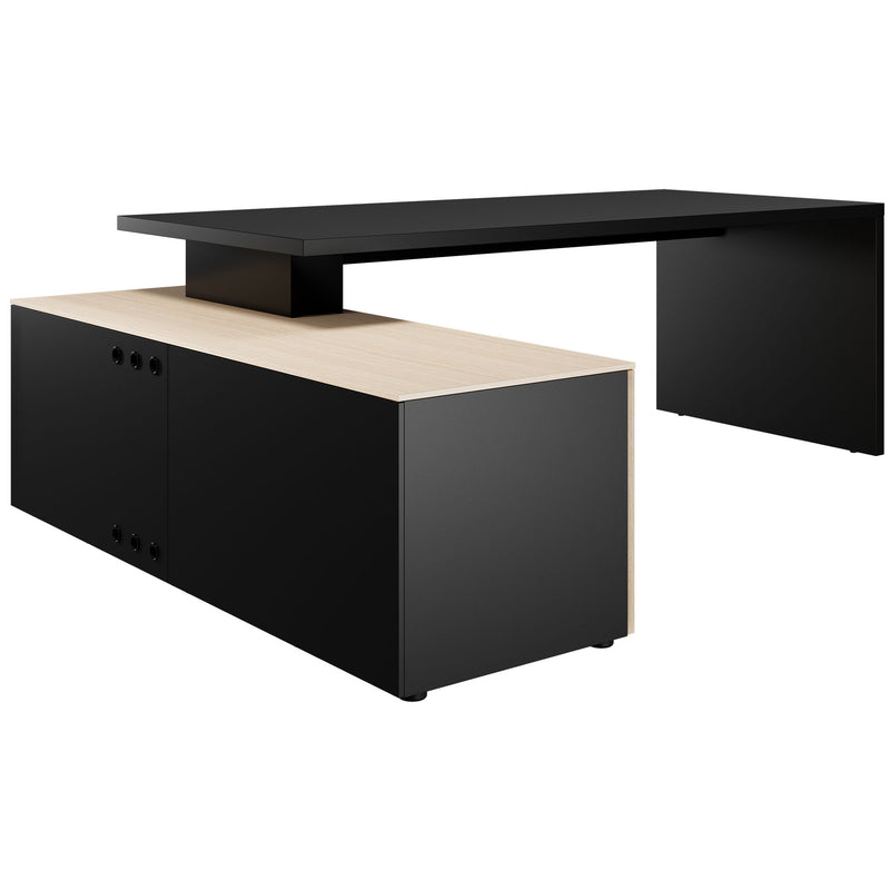 BRALCO SILE desk with lowboard | 2300 x 1700 mm, black  - 3 Main Image