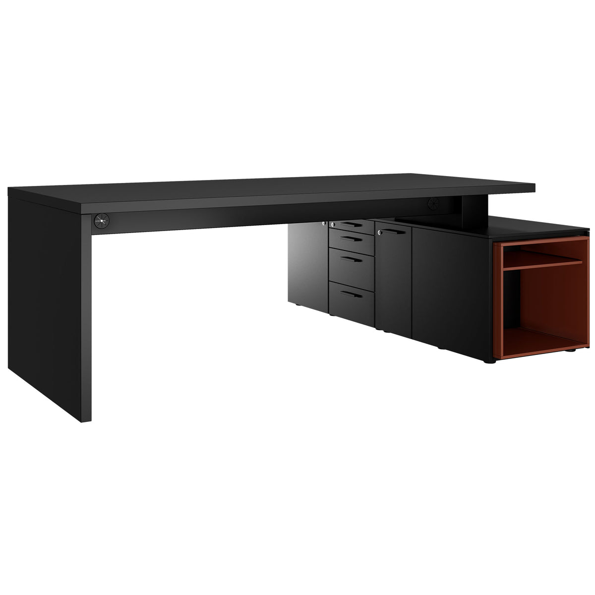 BRALCO SILE desk with lowboard | 2300 x 1700 mm, black  - 5 Lightbox Main Image