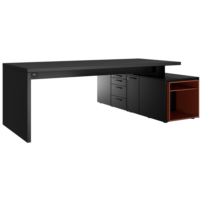 BRALCO SILE desk with lowboard | 2300 x 1700 mm, black  - 5 Main Image
