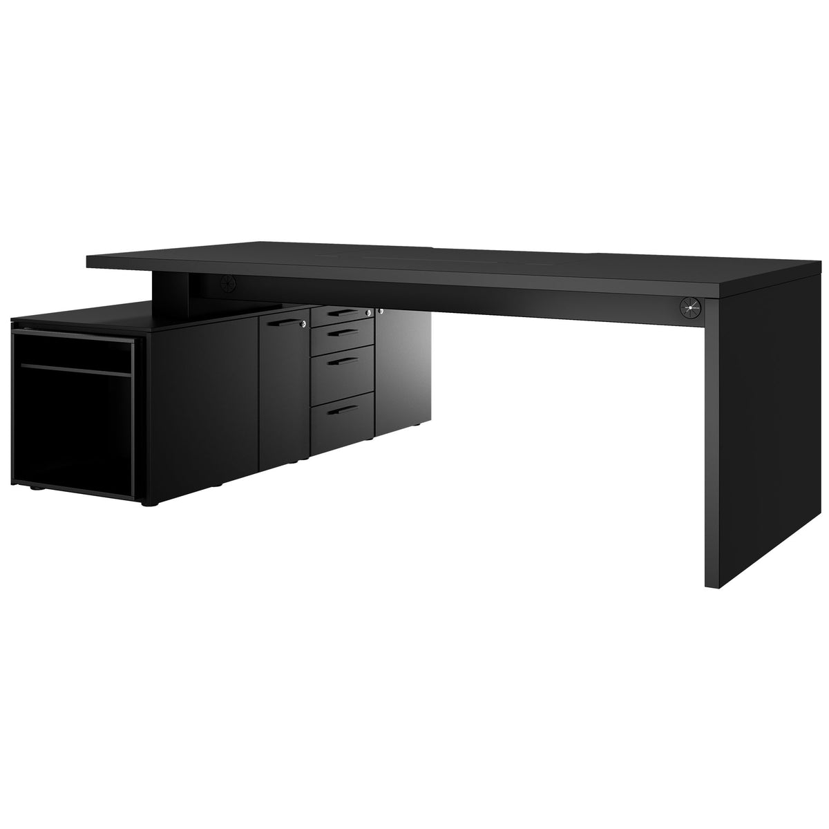 BRALCO SILE desk with lowboard | 2300 x 1700 mm, black  - 6 Lightbox Main Image