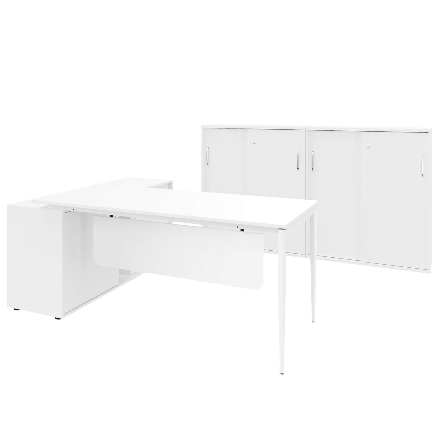 VARIAN Ensemble de bureaux en chef - y compris le service d'assemblage | Blanc