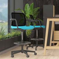 WIND Counter Chair roulable | Repose-pieds, dos du réseau, couverture en polyester Lucia