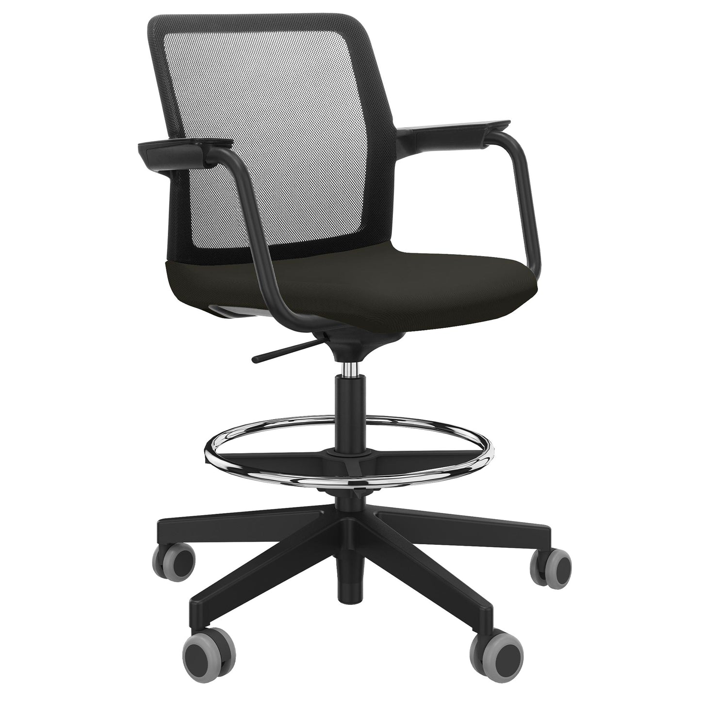 WIND Counter Chair roulable | Repose-pieds, dos du réseau, couverture en polyester Lucia