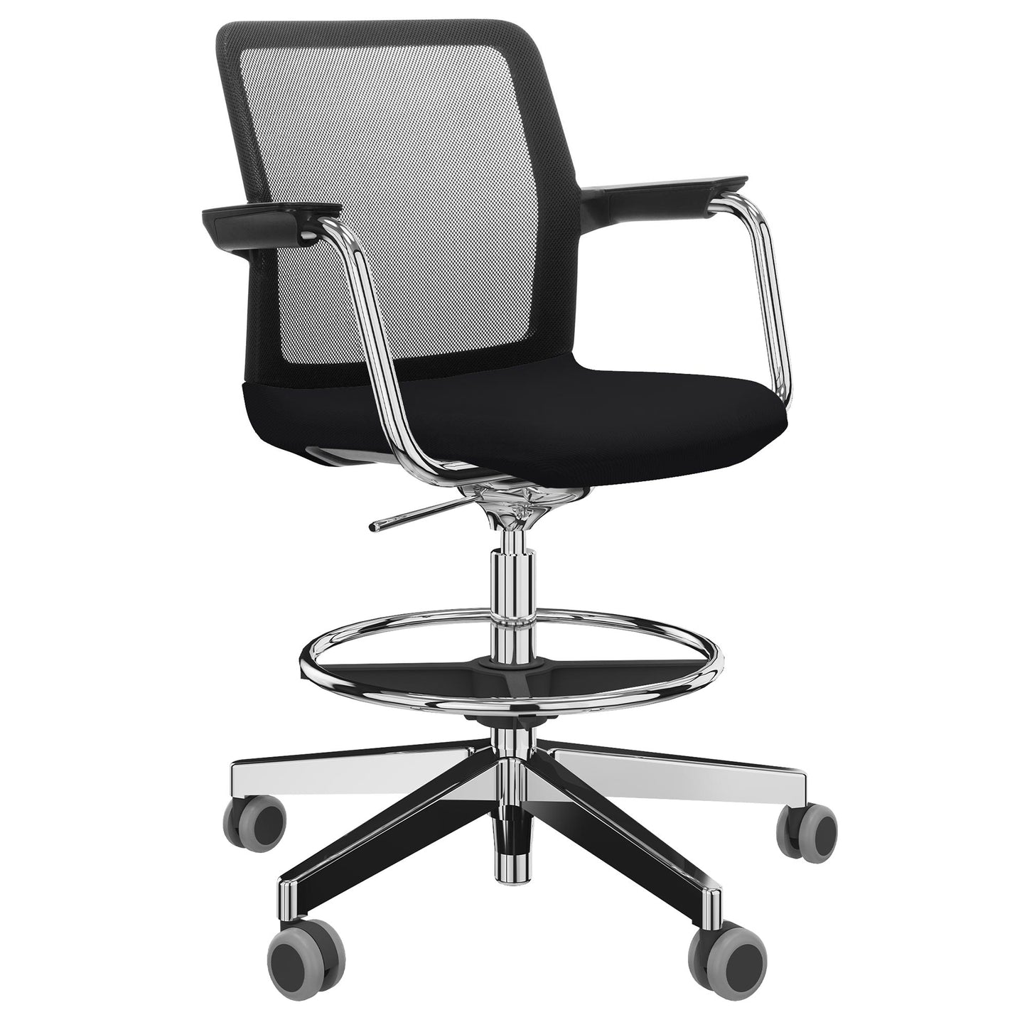 WIND Counter Chair roulable | Repose-pieds, dos du réseau, couverture en polyester Lucia