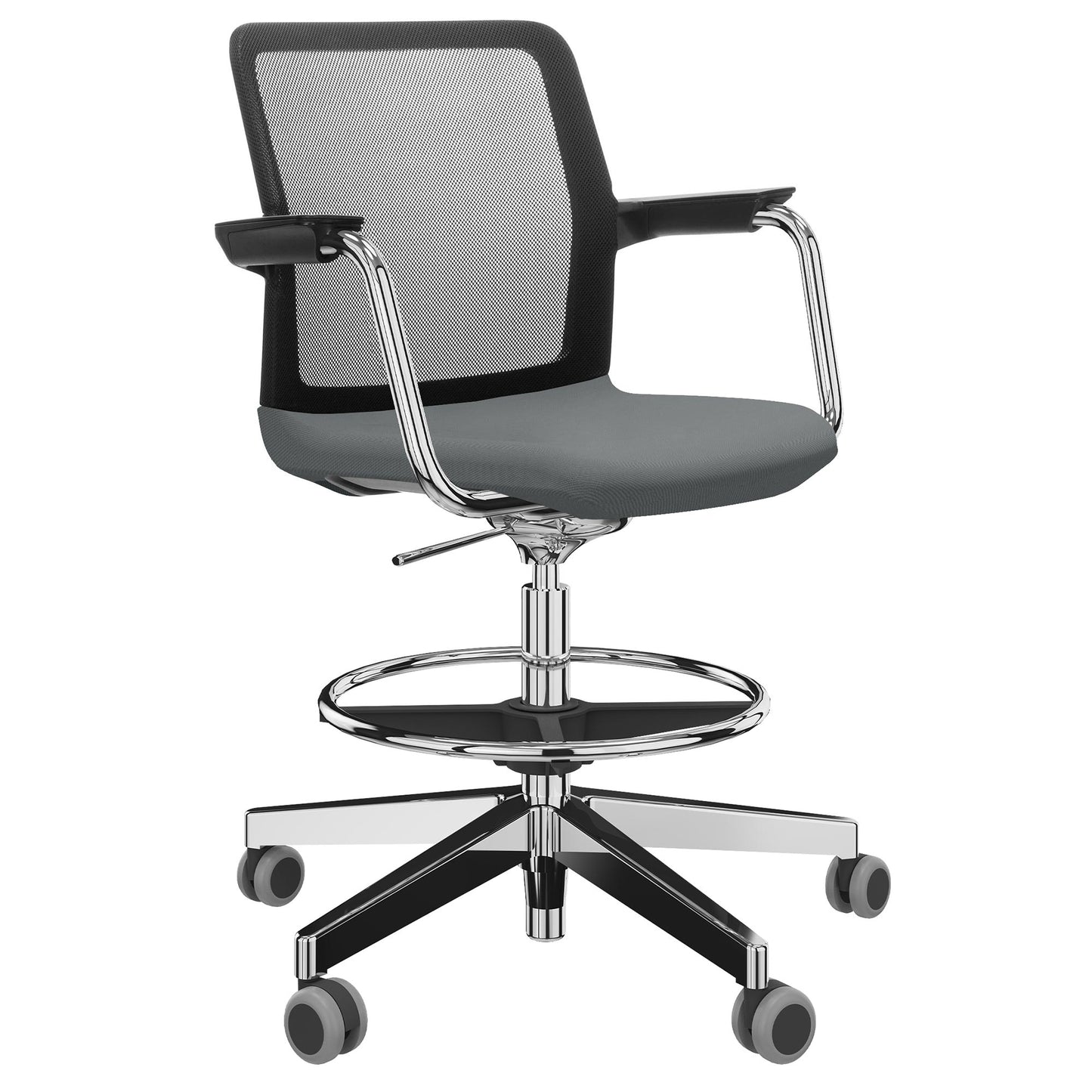 WIND Counter Chair roulable | Repose-pieds, dos du réseau, couverture en polyester Lucia