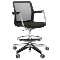 WIND Counter Chair roulable | Repose-pieds, dos du réseau, couverture en polyester Lucia