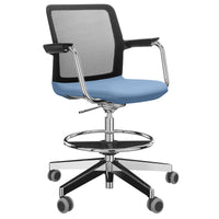 WIND Counter Chair roulable | Repose-pieds, dos du réseau, couverture en polyester Lucia