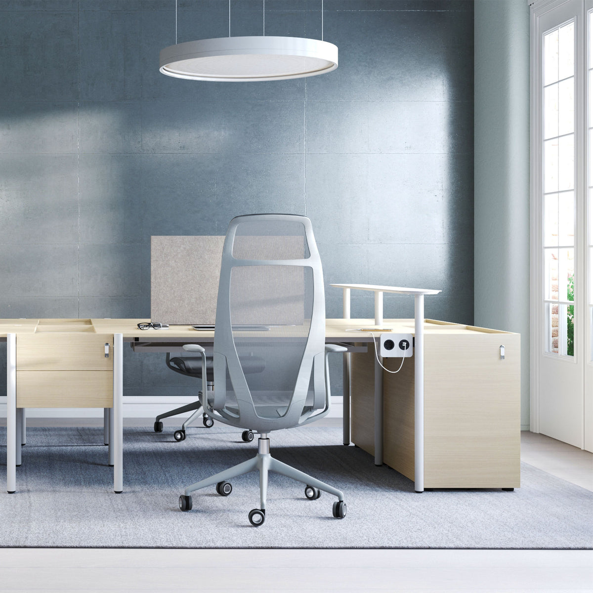 D-CHAIR Bürodrehstuhl | Synchronmechanik, 5-Stern-Fußkreuz, mit Kopfstütze