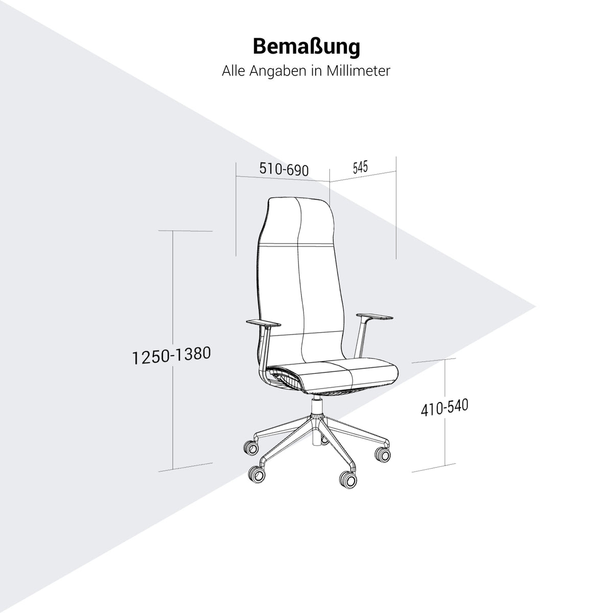 D-CHAIR Bürodrehstuhl | Synchronmechanik, 5-Stern-Fußkreuz, mit Kopfstütze