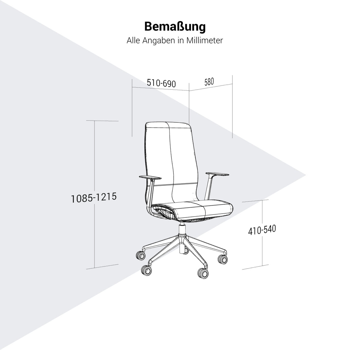 D-CHAIR Bürodrehstuhl | Synchronmechanik, 5-Stern-Fußkreuz
