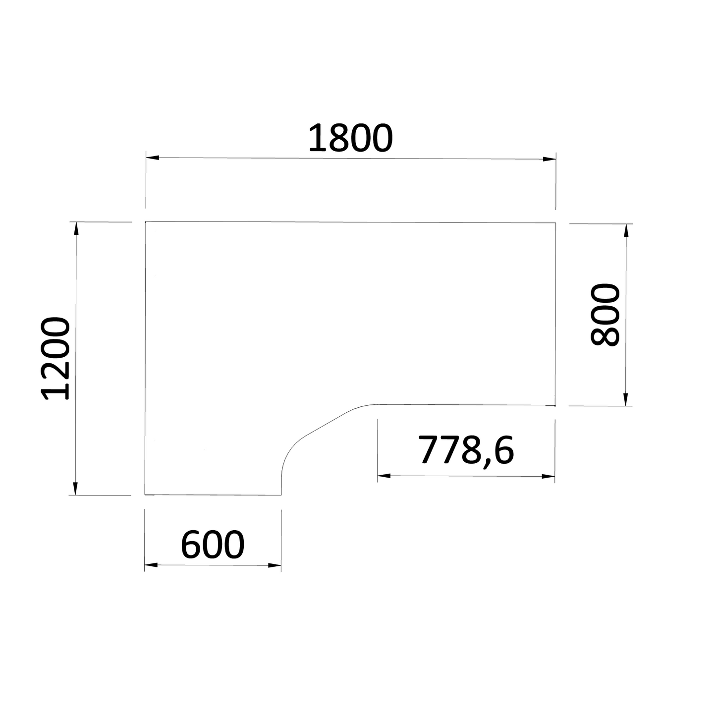 NOVA Angle Desk | Angolo a sinistra, 1800 x 1200 mm, bianco