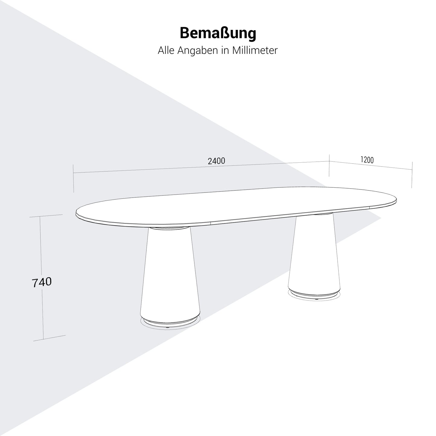 DORIA Konferenztisch | 2200-4140 mm, oval, Säule
