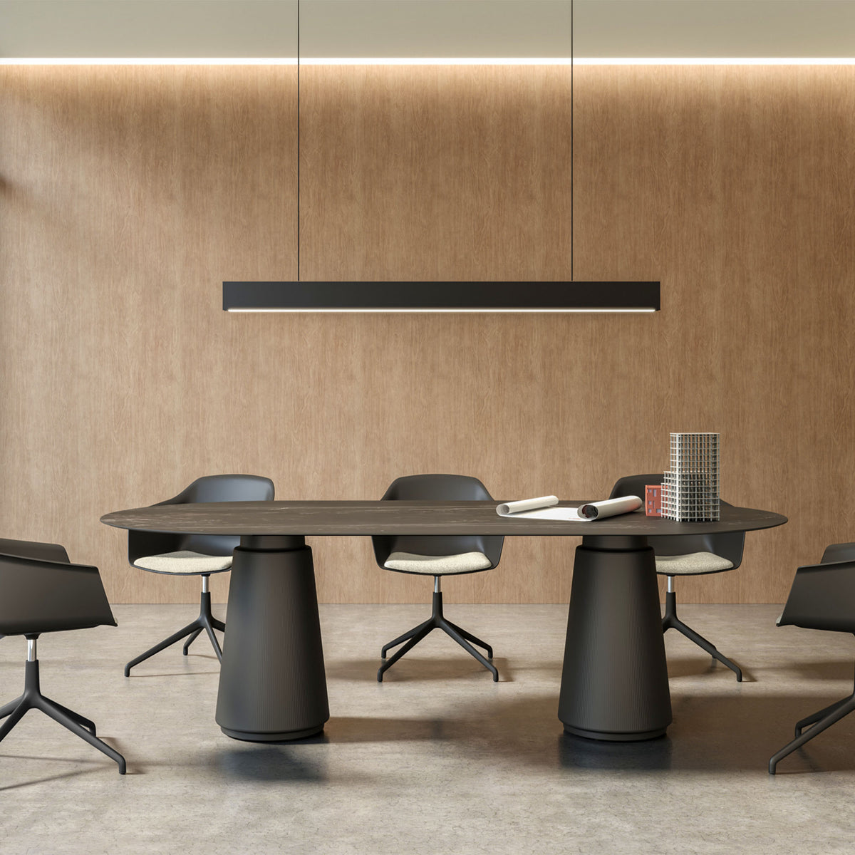 DORIA Konferenztisch | 2200-4140 mm, oval, Säule