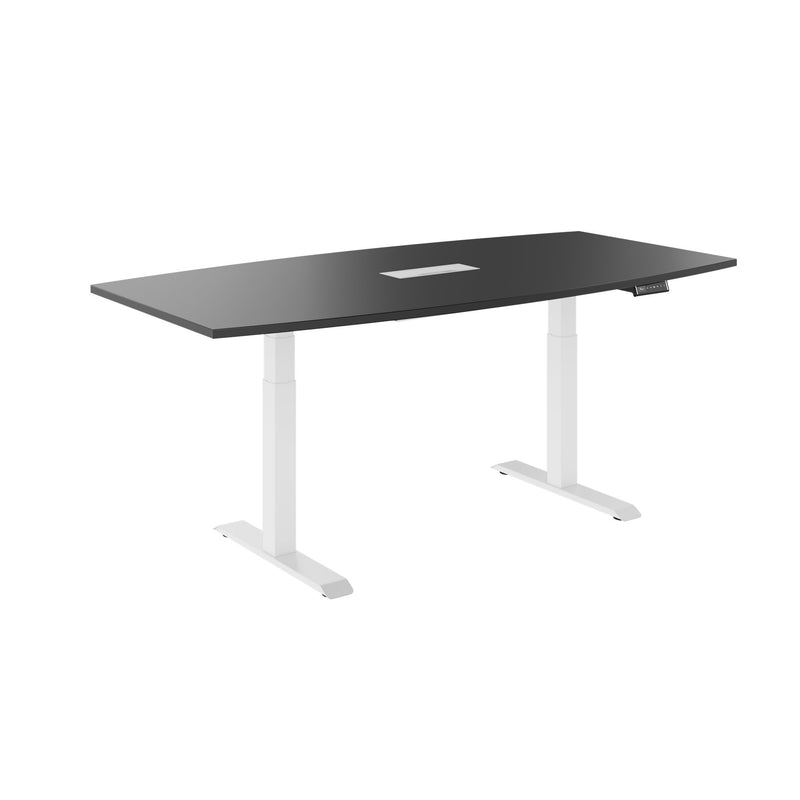 DRIVE 2-Motoren-Konferenztisch | Bootsform, 1800 - 2400 mm (6 - 10 Personen), elektrisch höhenverstellbar, Kabelklappe optional, Anthrazit - 1 Main Image