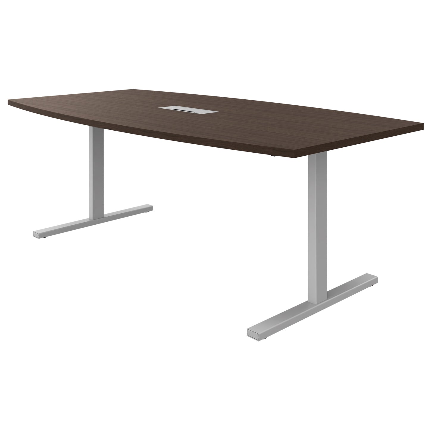 T-EASY conference table | 2400 x 1200 mm (6 - 10 people), boat shape, electrified, walnut