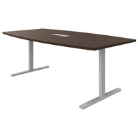 T-EASY conference table | 2400 x 1200 mm (6 - 10 people), boat shape, electrified, walnut